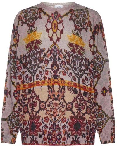 Etro Floral Print Crewneck Knitted Sweater - Multicolor