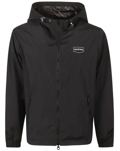 Duvetica Logo-patch Hooded Zipped Jacket - Black