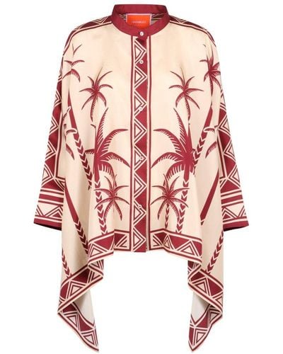 La DoubleJ Palm Tree-print Long-sleeved Shirt - Pink