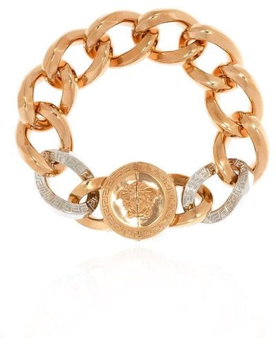 Versace Bracelet With Logo, - Metallic