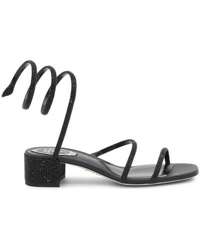 Rene Caovilla René Caovilla Cleo Embellished Square Toe Sandals - Black