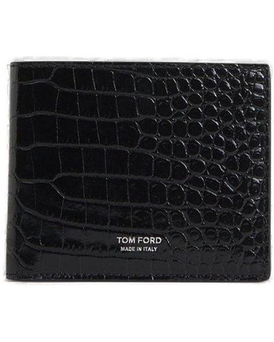 Tom Ford Embossed Bi-fold Wallet - Black