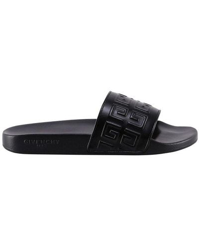 Givenchy Embossed Paris Flat Sandals - Black