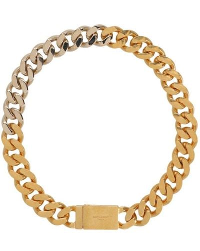 Saint Laurent Brass Necklace, - Metallic