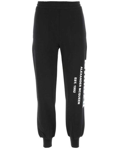 Alexander McQueen Graffiti Organic Sweatpants In Black/white