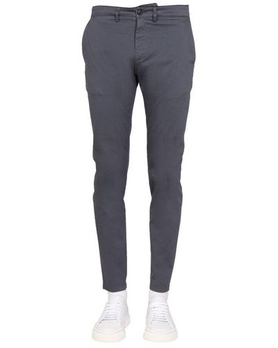 Department 5 Mike Logo Patch Slim Fit Pants - Blue