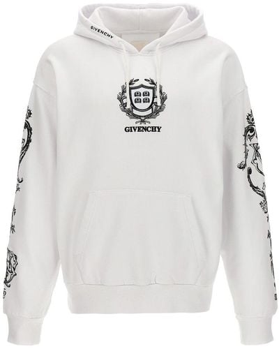 Givenchy Logo Embroidered Drawstring Hoodie - White
