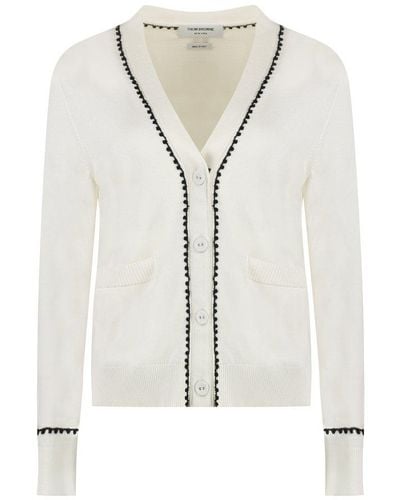 Thom Browne Button-up Knit Cardigan - White