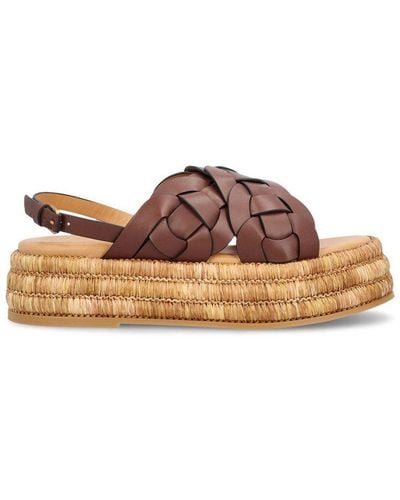 Tod's Woven Slingback Sandals - Brown