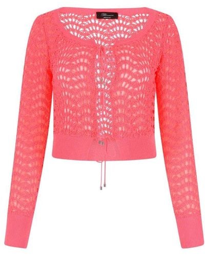 Blumarine Front Tie Fastened Knitted Cardigan - Red