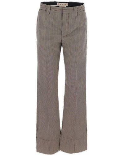 Marni Houndstooth Checked Trousers - Grey
