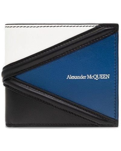 Alexander McQueen Logo Stitch Detail Billfold Wallet - Blue