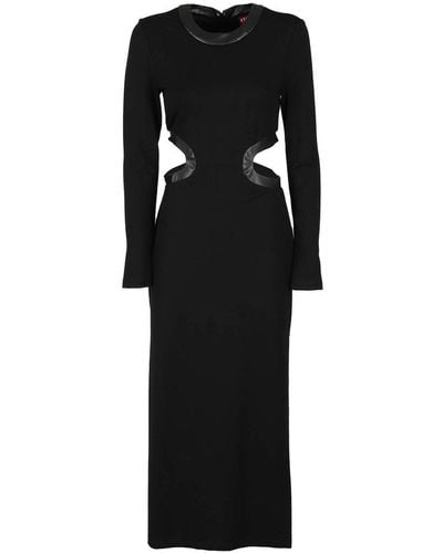 STAUD Dolce Cut-out Long Sleeved Midi Dress - Black