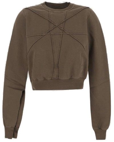 Rick Owens Pentagram Patch Cropped Sweatshirt - Green