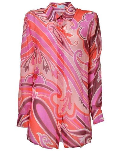 Etro Paisley Printed Long-sleeved Shirt - Pink