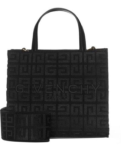 Givenchy G-tote Mini Leather-trimmed Canvas-jacquard Tote - Black