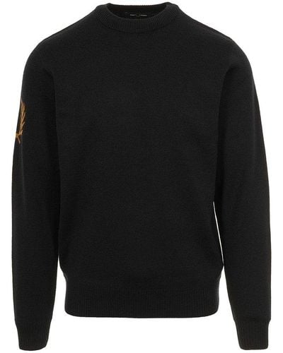 Fred Perry Logo Embroidered Knitted Sweater - Black