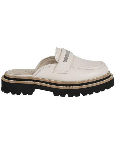 Peserico Embellished Slip-on Sandals - White