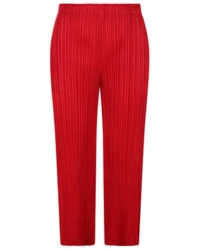 Pleats Please Issey Miyake Thicker Bottoms 1 Trousers - Red