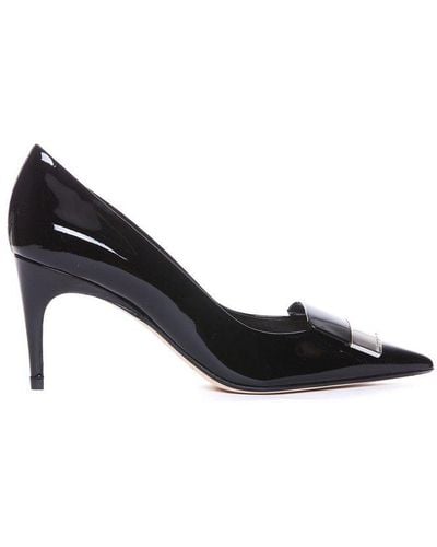 Sergio Rossi Sr1 Logo Plaque Pointed-toe Court Shoes - Black