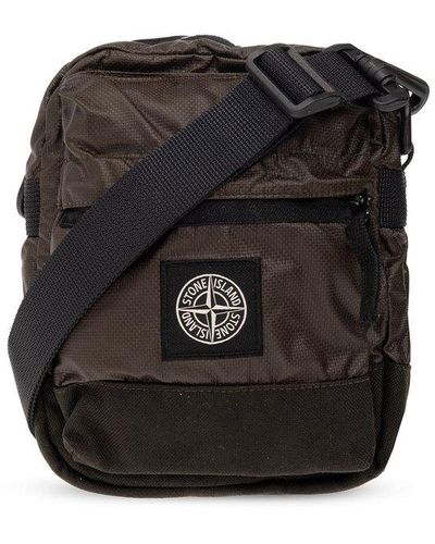 Stone Island Shoulder Bag With Logo - Black