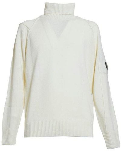 C.P. Company White Wool Turtleneck Pullover