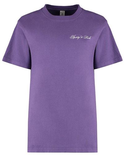Sporty & Rich Logo Printed Crewneck T-shirt - Purple