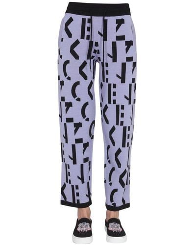 KENZO Jogging Trousers With Monogram Inlay - Blue