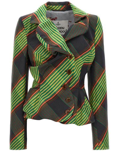 Vivienne Westwood Drunken Tailored Blazer And Suits - Green