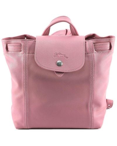 Longchamp Reversible Leather Backpack - Pink