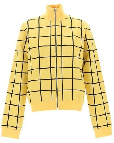 Marni Windowpane Printed Zipped Sweatshirt - Yellow