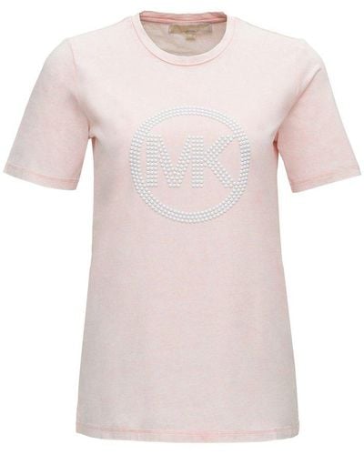 MICHAEL Michael Kors Embellished Logo Acid Wash T-shirt - Pink