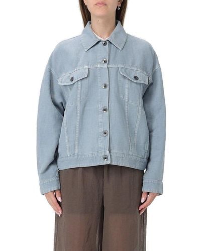 Brunello Cucinelli Long-sleeved Button-up Coat - Blue
