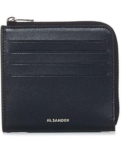 Jil Sander Logo Embossed Zipped Wallet - Blue