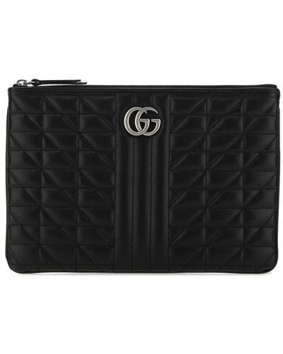 Gucci GG Marmont Quilted Clutch Bag - Black