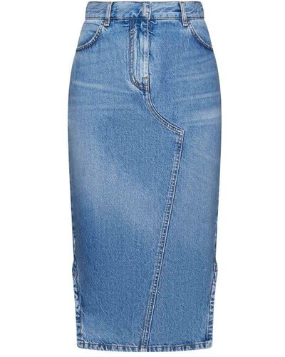 Givenchy Denim Asymmetric Skirt - Blue