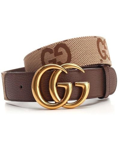 Gucci Monogram Jacquard Buckle Belt - Brown