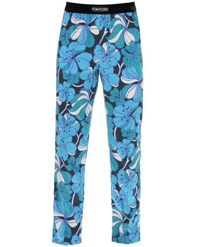Tom Ford Floral Printed Pyjama Trousers - Blue