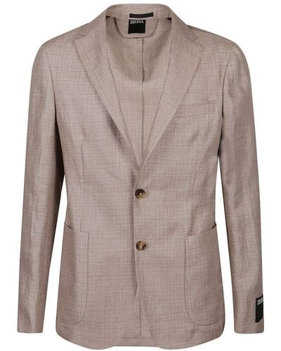Zegna Single-breasted Long-sleeved Blazer - Brown