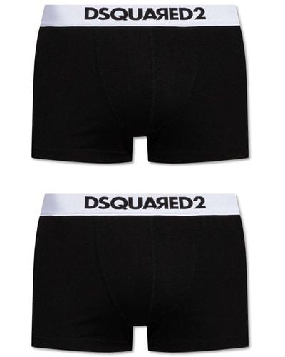 DSquared² 2 Pack Logo Waistband Boxers - Black
