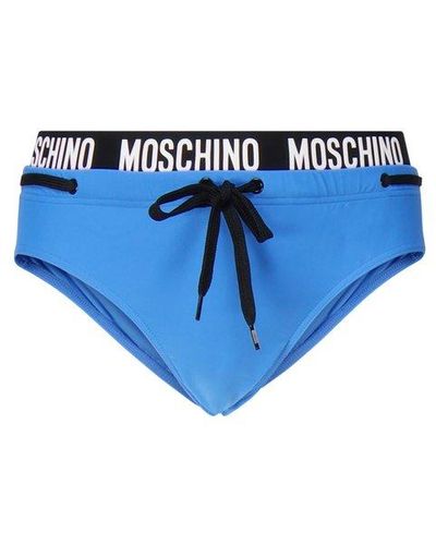 Moschino Logo Waistband Drawstring Swim Briefs - Blue