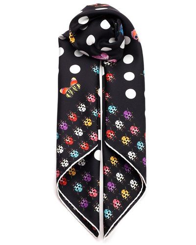 Versace Foulard With Polka Dots And Insects - Blue