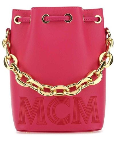 MCM Chain-link Detailed Tote Bag - Pink