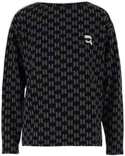 Karl Lagerfeld K/ikonik Monogram Sweatshirt - Black