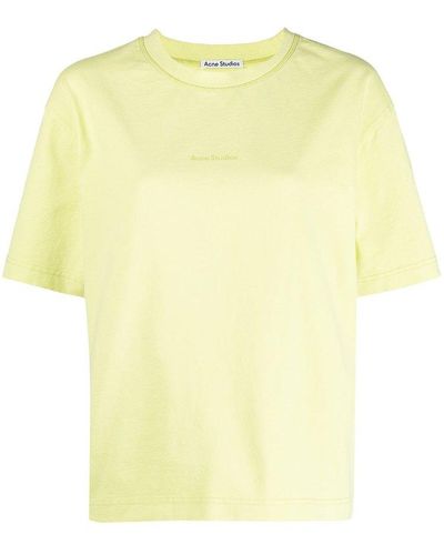 Acne Studios Logo Printed Crewneck T-shirt - Yellow