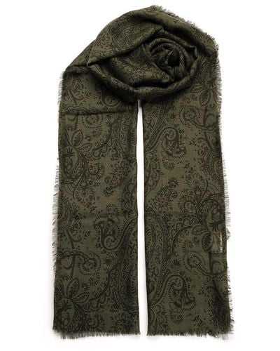 Etro Scarf In Wool And Cashmere - Green