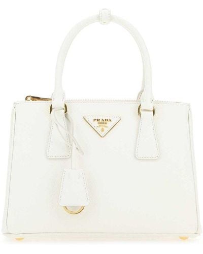 Prada Medium Galleria Saffiano Leather Bag - White