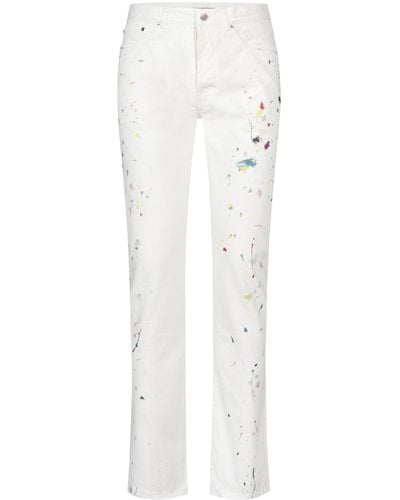 Dior Paint Splatter Slim-fit Jeans - White