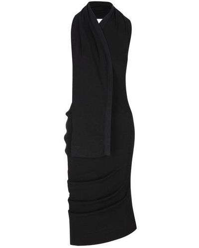 Fendi Asymmetric Halterneck Sleveless Dress - Black