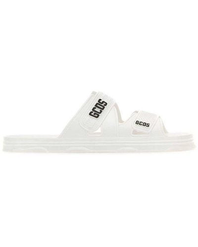 Gcds Logo Printed Touch-strap Slippers - White
